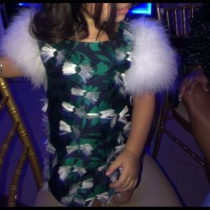 Charabia - Green Jacquard A-Line Dress
